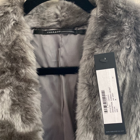 Isda & Co. size medium grey fur ball jacket - Picture 2 of 8